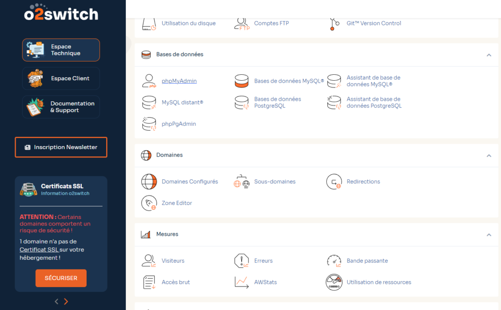 interface cpanel